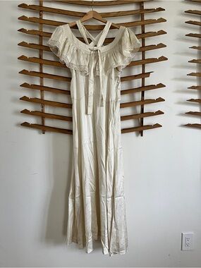 Doen Sicilia Seed Pearl Silk Maxi Dress Small